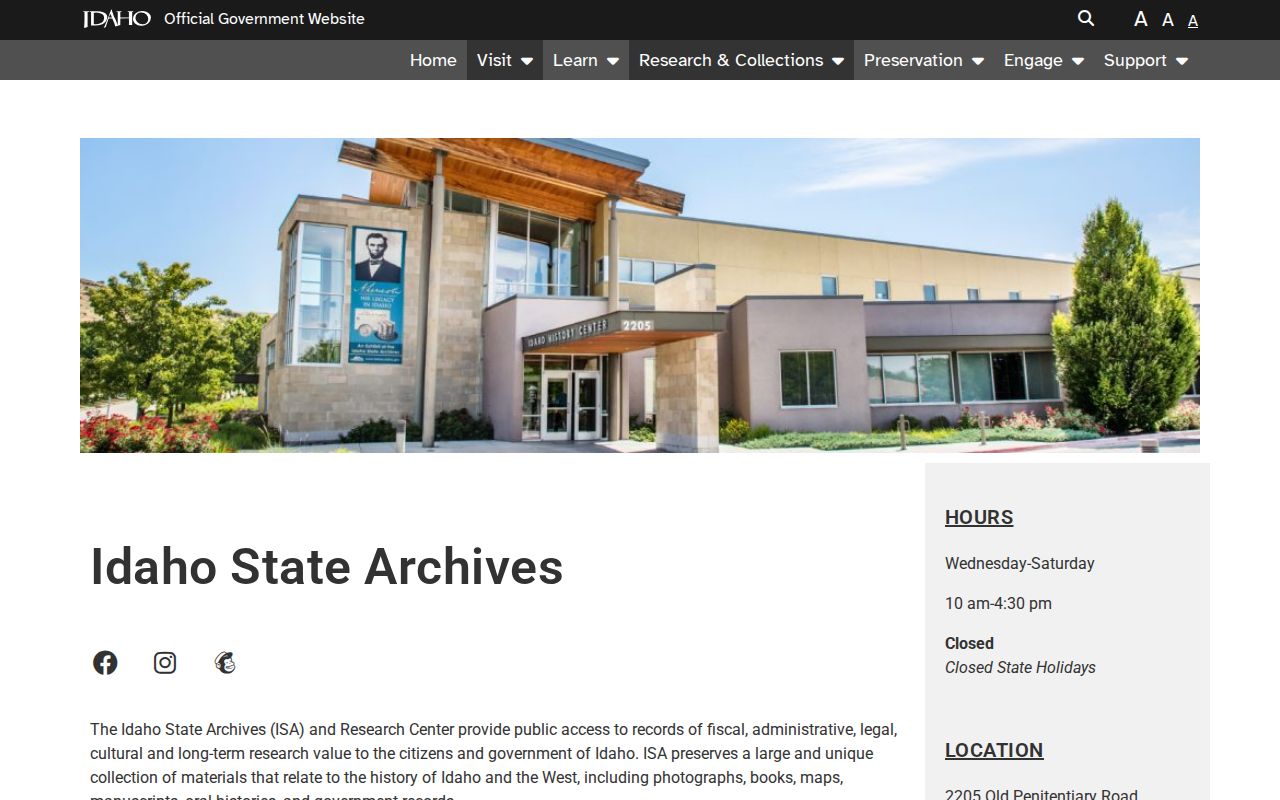 Idaho State Archives research page for older Minidoka County government records
